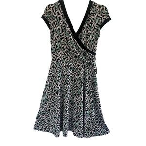 dBy Womens Dress Size 8 Sleeveless Knit Black White Green Midi 100% A-Line